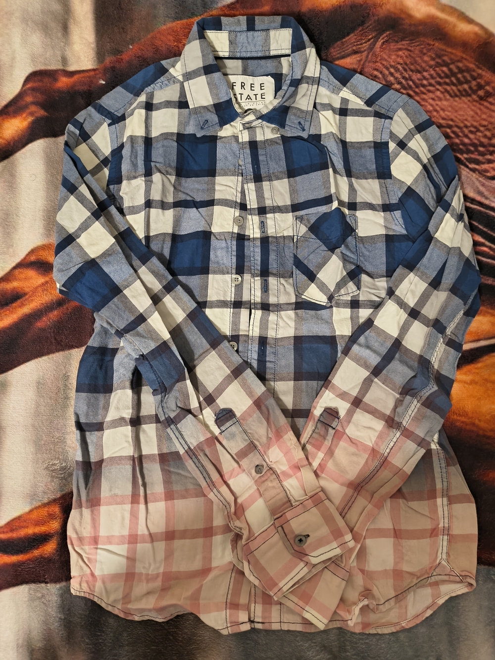 Free State Blue and Pink Ombre Plaid Button-Down Shirt